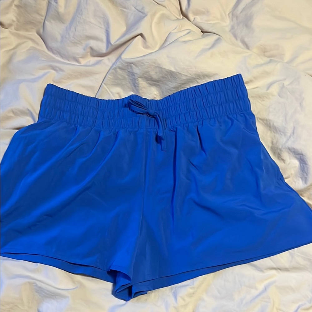 Blue Athletic Shorts with Elastic Waistband